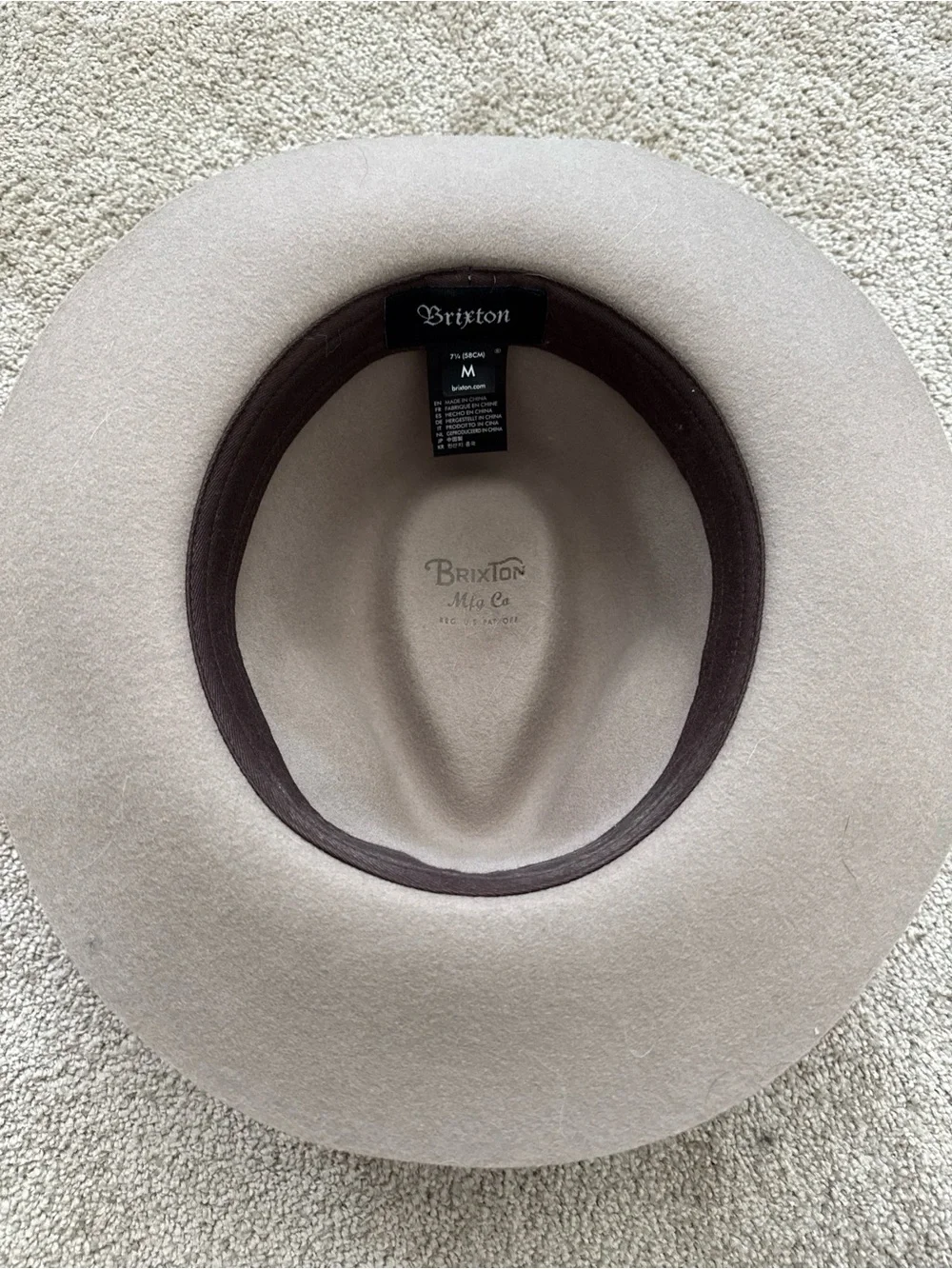 Brixton Taupe Wide-Brim Felt Fedora with Slim Band